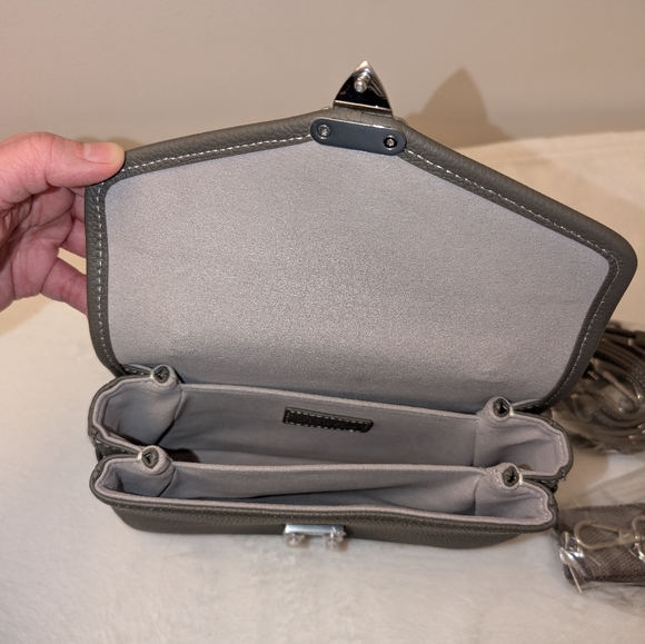 DUYP Graphite Grey "Le Petit Paris15" Mini Leather Crossbody bag Silver Hardware - Picture 13 of 16